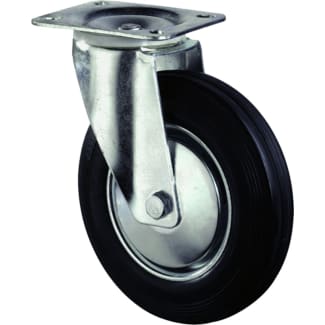 Product afbeelding voor Kelfort Zwenkwiel Met Rollager 100mm 75kg Met Bevestigingsplaat Verzinkt Zwart