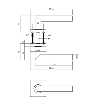 Product afbeelding voor Intersteel Deurkruk Bastian Op Rozet 38-42mm Zamak Zwart Paar 