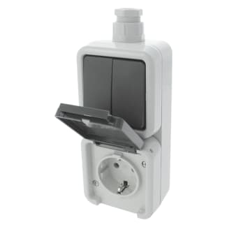 Product afbeelding voor PEHA Combinatie Contactdoos/Serieschakelaar Randaarde Spatwaterdicht Wartel M20 Grijs