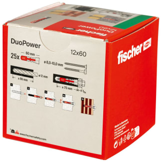 Product afbeelding voor Fischer Universeelplug DuoPower 12x60mm Nylon 25st DIY 538253