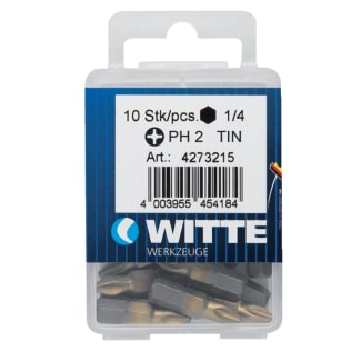 Product afbeelding voor Witte Bit PZ2 1 4 25mm Tin 10 Stuks