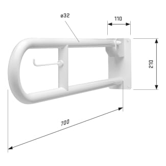Product afbeelding voor SecuCare Toiletbeugel 700x210mm Wit Opklapbaar