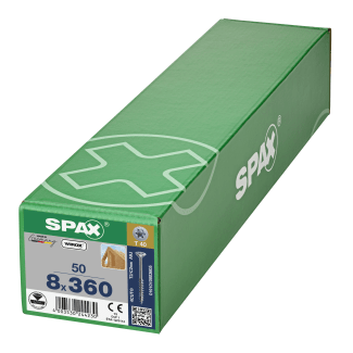Product afbeelding voor Spax Houtschroef 8x360/80mm Platkop TX-40 Verzinkt 50st