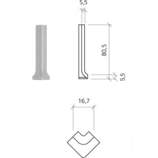 Product afbeelding voor Mosa Uitwendige Hoek Global collection Leigrijs Korrelig 2x7,5cm 5,5mm Modulair Mat 75233DU82
