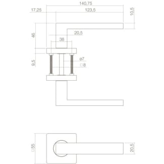 Product afbeelding voor Intersteel Deurkruk Hera Op Rozet 1 Paar 55x55x9.5mm 7mm Nokken Zwart
