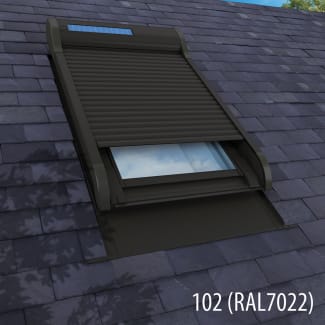 Product afbeelding voor Fakro ARZ Komfort Solar 134x118cm RAL7022 Zonwering Exclusief Afstandsbediening