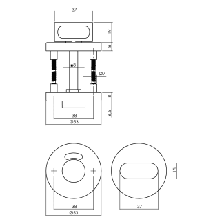 Product afbeelding voor Intersteel WC-rozet Rond 1 Paar 8mm RVS Met Onderrozet Metaal