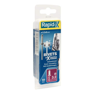 Product afbeelding voor Rapid Blindklinknagel High Performance 3.2x8mm RVS Met Boor 50st