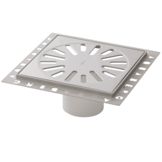 Product afbeelding voor Renovatieput ABS 146x146mm Rooster RVS Reukslot 60/76mm Inbouwdiepte 7mm