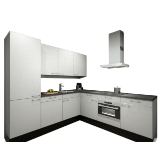 Product afbeelding voor Procasa Hoekkeuken Compleet 245x245cm Wit Met 5 Inbouwapparaten, Hoge Kast Met Koelvriescombinatie Links, Vaatwasser, Combi Magnetron, Inductie Kookplaat En Afzuigkap
