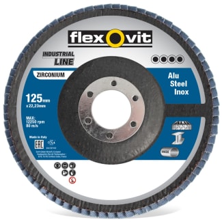 Product afbeelding voor Flexovit Vlaklamelschijf R842 K60 125x22mm Conisch Fiber Zirconium