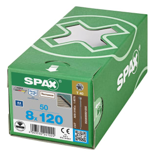 Product afbeelding voor Spax Vlonderschroef 8x120/50mm Cilinderkop TX-25 RVS A4 50st