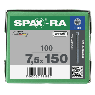 Product afbeelding voor Spax Kozijnschroef 7,5x150mm Cilinderkop TX-30 Verzinkt 100st