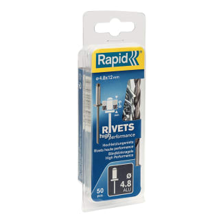 Product afbeelding voor Rapid Blindklinknagel High Performance 4.8x12mm Aluminium Met Boor 50st