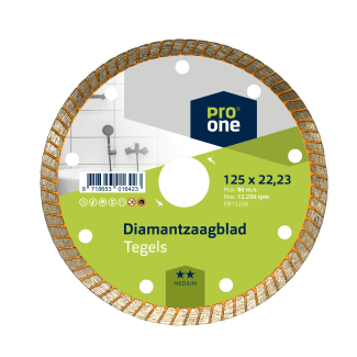 Product afbeelding voor ProOne Diamantzaagblad 125x22,23mm Medium Tegels