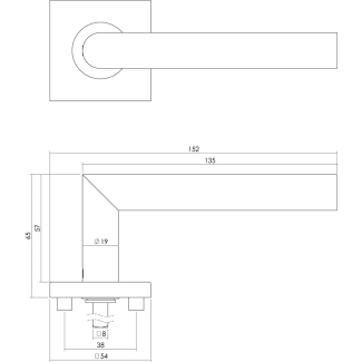 Product afbeelding voor Intersteel Deurkruk Vierkant Op Rozet 53x53x8mm Verdekt Met Nokken RVS