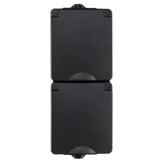 Product afbeelding voor ION Industries Contactdoos Opbouw Verticaal 2-Voudig Randaarde IP54 Zwart