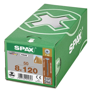 Product afbeelding voor Spax Houtschroef 8x120/80mm Discuskop 20mm TX-40 Verzinkt 50st