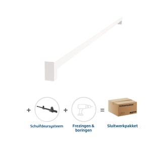 Product afbeelding voor Skantrae Hang&Sluitwerkpakket 2114 Squared Greep 16x800mm + Foxtrot Schuifsysteem Wit