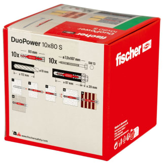 Product afbeelding voor Fischer Universeelplug DuoPower 10x80mm Nylon Met Schroef 10st 538257