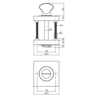 Product afbeelding voor Intersteel WC-Rozet Vierkant 55x55x10mm Zamak Zwart