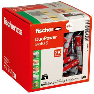 Product afbeelding voor Fischer Universeelplug DuoPower 8x40mm Nylon Met Schroef 50st 535460