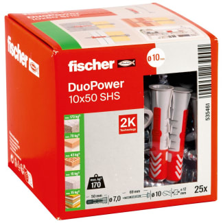 Product afbeelding voor Fischer Universeelplug DuoPower 10x50mm Nylon Met Schroef 25st 535461
