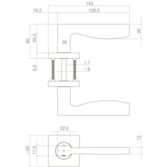 Product afbeelding voor Intersteel Deurkruk Apollo Op Rozet Vierkant 55x55x10mm Verdekt Met Nokken Zwart