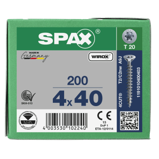 Product afbeelding voor Spax Spaanplaatschroef 4x40/35mm Platkop TX-20 Verzinkt 200st