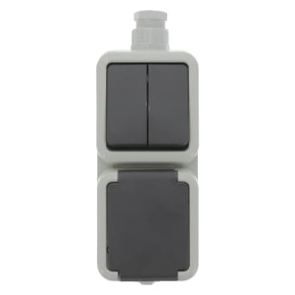 Product afbeelding voor PEHA Combinatie Contactdoos/Serieschakelaar Randaarde Spatwaterdicht Wartel M20 Grijs