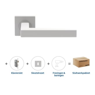 Product afbeelding voor Skantrae Hang&Sluitwerkpakket 2057 Squared 20 Regular + Sleutelrozet + Klavierslot Wit