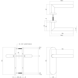 Product afbeelding voor Intersteel Deurkruk Basic Op Schild Ovaal 170x40mm Blind RVS
