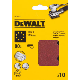 Product afbeelding voor DeWALT Schuurpapier 1/4 DT3022QZ K80 115x115mm 10st
