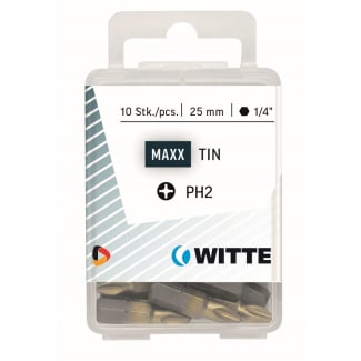 Product afbeelding voor Witte Bit PH2 1 4 25mm Tin 10 Stuks