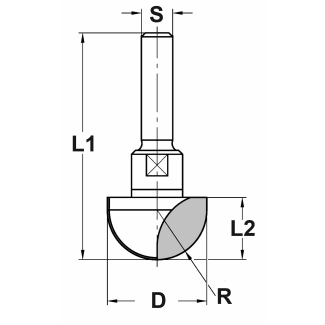 Product afbeelding voor Trasco Holprofielfrees Hardmetaal Radius 12.7mm Aansluiting 8mm