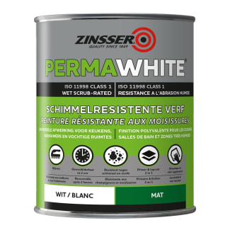 Product afbeelding voor Zinsser Perma-White Interieurverf 1L Wit Mat Schimmelresistent