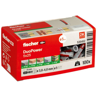 Product afbeelding voor Fischer Universeelplug DuoPower 5x25mm Nylon 100st  DIY 535452