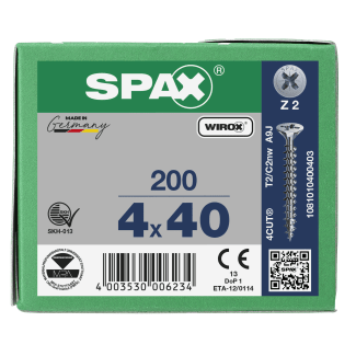 Product afbeelding voor Spax Spaanplaatschroef 4x40/35mm Platkop/Kruiskop PZ-2 Verzinkt 200st