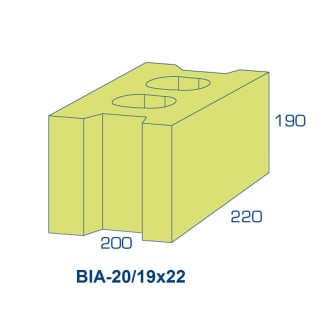 Product afbeelding voor BIA Grindbetonblok 20/19 Klinker 220x200x190mm Vuilwerk