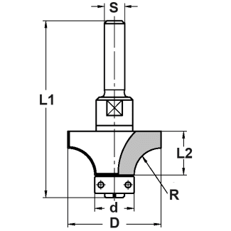 Product afbeelding voor Trasco Afrondfrees Hardmetaal Radius 4mm Met Kogellager 12mm Aansluiting 8mm