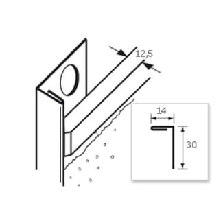 Product afbeelding voor Ripstaal Stucstopprofiel 1131 250cm 14mm Aluzink