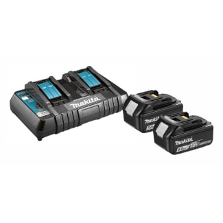 Product afbeelding voor Makita Acculader Inclusief Accu's 197629-2 18V 2x5,0Ah Accu's en Duo Snellader DC18RD