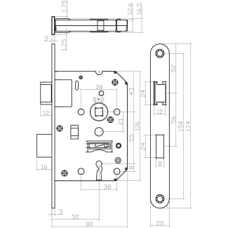 Product afbeelding voor Intersteel Dag- En Nachtslot SL55 Doornmaat 50mm Voorplaat Afgerond Wit Met Sluitplaat En 2 Sleutels
