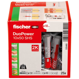 Product afbeelding voor Fischer Universeelplug DuoPower 10x50mm Nylon Met Schroef 25st 535461