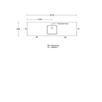 Product afbeelding voor Procasa Keuken Werkblad 221x60cm Multiplex Zwart DE 2390 Voorzien Van Waterkering Zijkanten Afgewerkt Inclusief Spoelbak Lanseto 043N