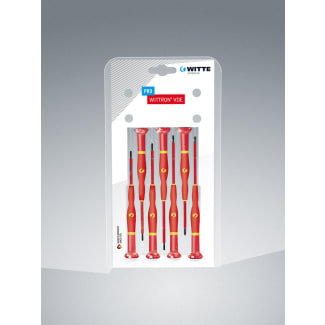 Product afbeelding voor Witte Schroevendraaierset Wittron Phillips Met Sleuf VDE 7-delig