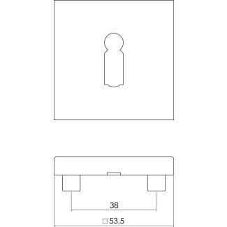 Product afbeelding voor Intersteel Sleutelrozet Vierkant 53x53x8mm RVS