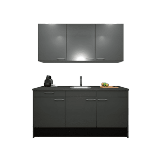 Product afbeelding voor Procasa Keuken 180cm Compleet Dark Grey Inclusief Onderbouw Koelkast