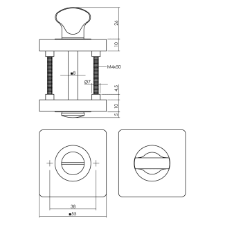 Product afbeelding voor Intersteel WC-rozet Vierkant 8mm Zamak Mat Zwart 1 Paar