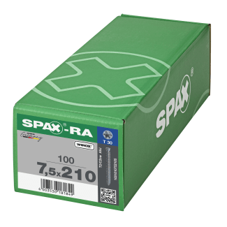 Product afbeelding voor Spax Kozijnschroef 7,5x210mm Cilinderkop TX-30 Verzinkt 100st